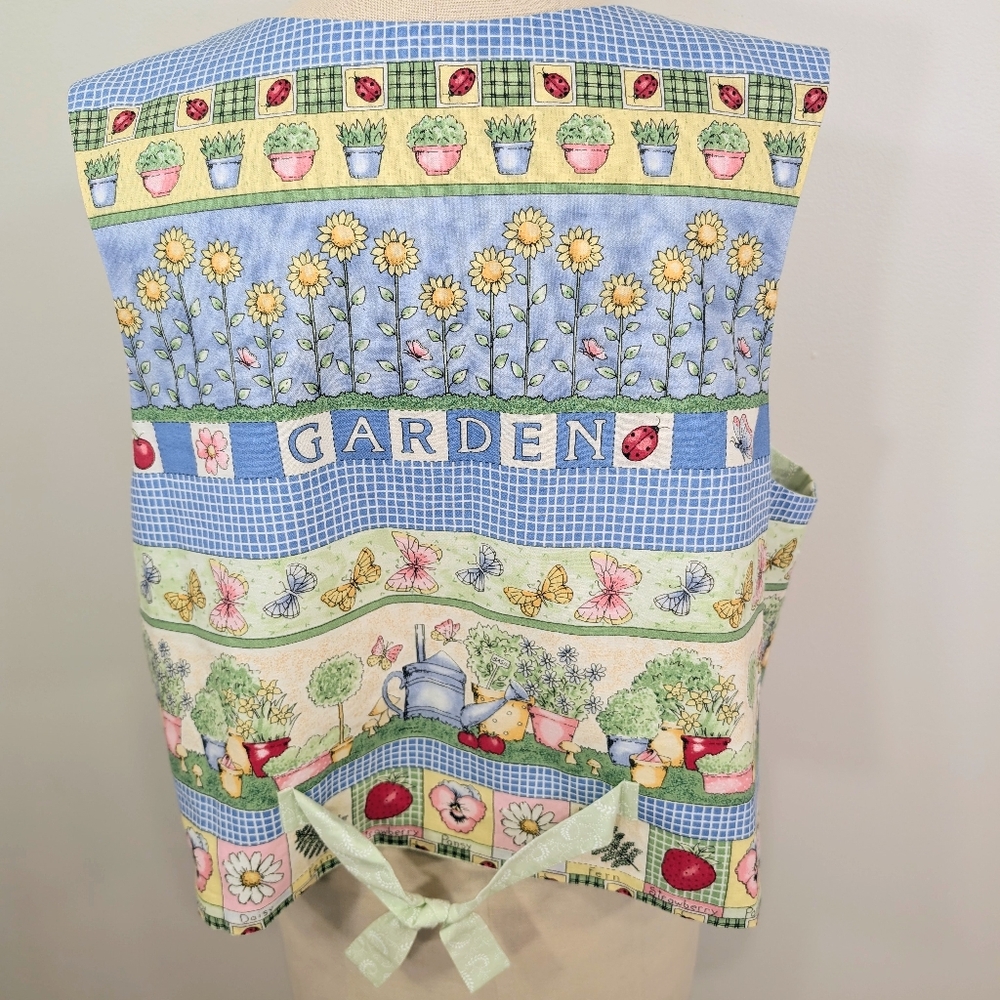 Handmade "Garden" vest W 3D butterflies, plants, flowers, farmhouse Vest. 2X - Picture 7 of 14